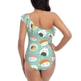thumbnail image 6 of Yiaed Kawaii Sushi Print Women One Piece Swimsuits Tummy Control One Shoulder Bathing Suits Pattern Ruffle Swimwear-XX-Large, 6 of 8