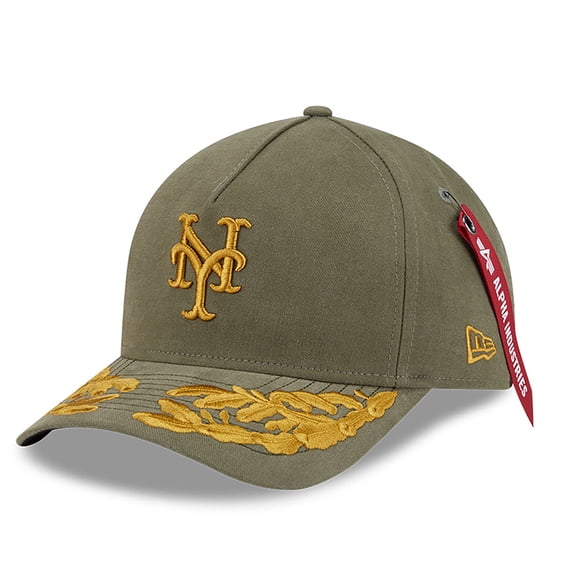 Men's New Era x Alpha Industries  Olive New York Mets A-Frame 9FORTY Adjustable Hat