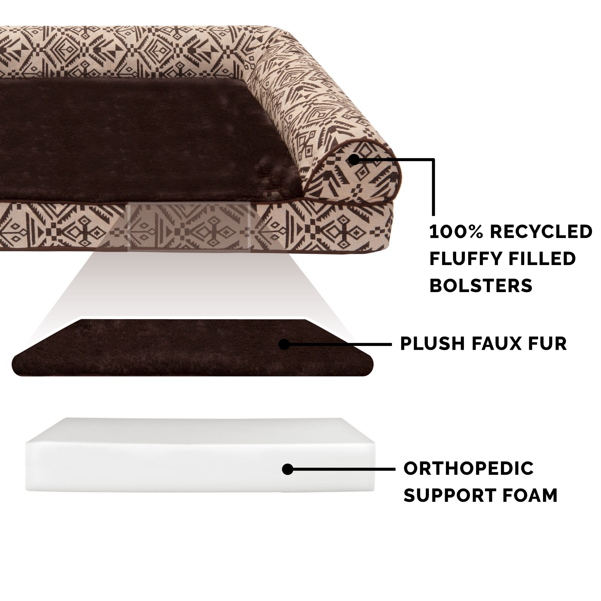 FurHaven Southwest Kilim Orthopedic Sofa Pet Bed for Dogs & Cats - Desert Brown, Jumbo Plus