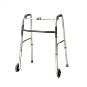 Folding 2-button walker, 3" wheels-glides, adult, 1 ea