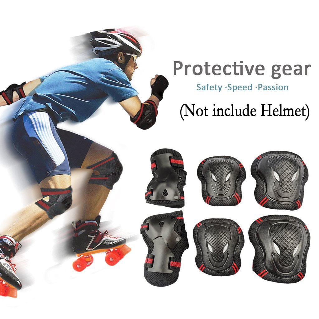 6Pcs Adult Kids Roller Skating Knee Elbow Wrist Pad Protective Gear Sets 