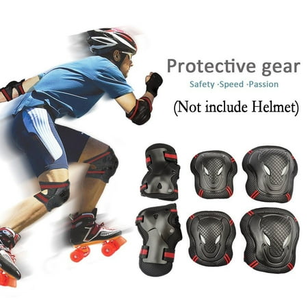 CoastaCloud 6PCS Kid&amp;#39;s Childrens Adults Teens Youths Safety Skateboard Gear Guard Wrist Elbow Knee Pads Inline Skating Roller Cycling Blading for Bicycle, Skateboard, Scooter