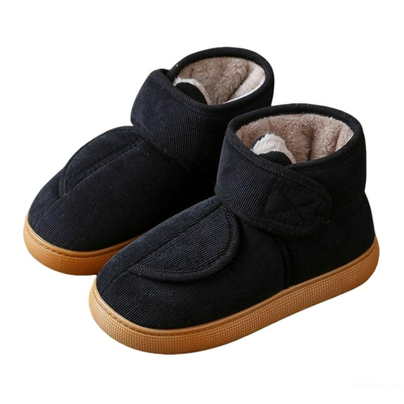 AUXDIQ Women Men Winter Slippers Adjustable House Shoes Indoor Outdoor, Black, 9/10 US