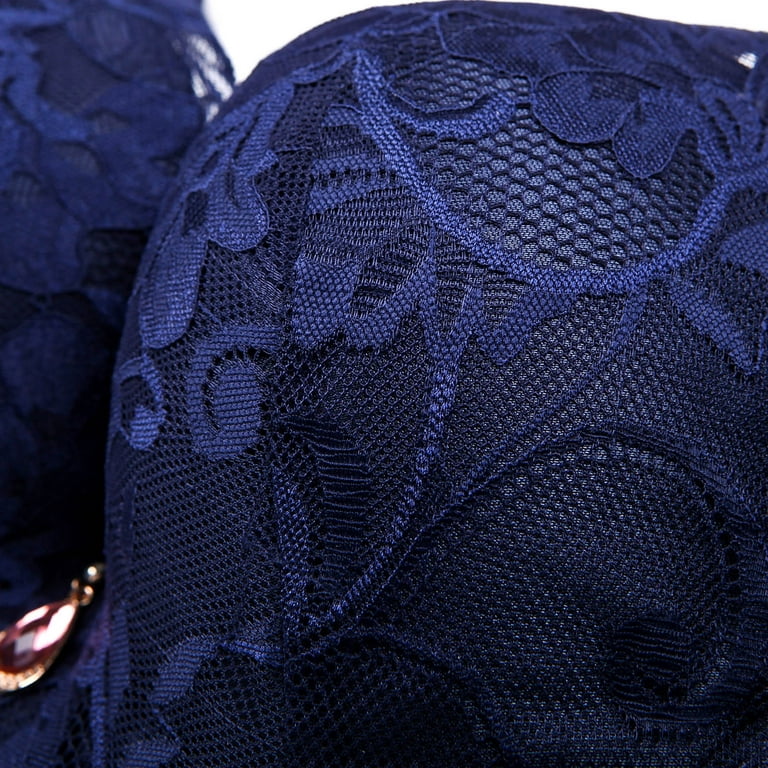 Aayomet Womens Plus Size Bra Womens Comfort Lace Bra Padded Wireless Bra  with Soft Foam Cups,Blue 40/90D