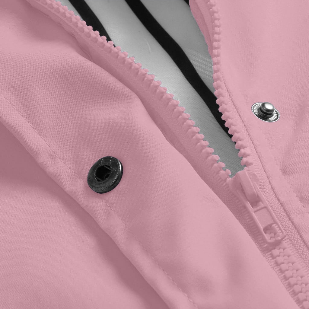 Womens Plus Size Zipper Up Jackets with Hooded Pockets S-5X Casual Waterproof Raincoats Solid Stripe Lined Long Sleeve Outerwear Coats