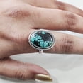 thumbnail image 5 of Natural Tibetan Turquoise Ring, AAA Turquoise Ring, December Birthstone, Simple Band, 925 Sterling Silver, Womens Ring, Christmas, Thanksgiving, Handmade, Statement Jewelry, Natural Gemstone Ring, 5 of 6