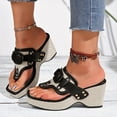 thumbnail image 3 of Platform Wedge Sandals for Women 2025 Fashion Casual Square Toe Flip Flop High Heel Dressy Slides, 3 of 6