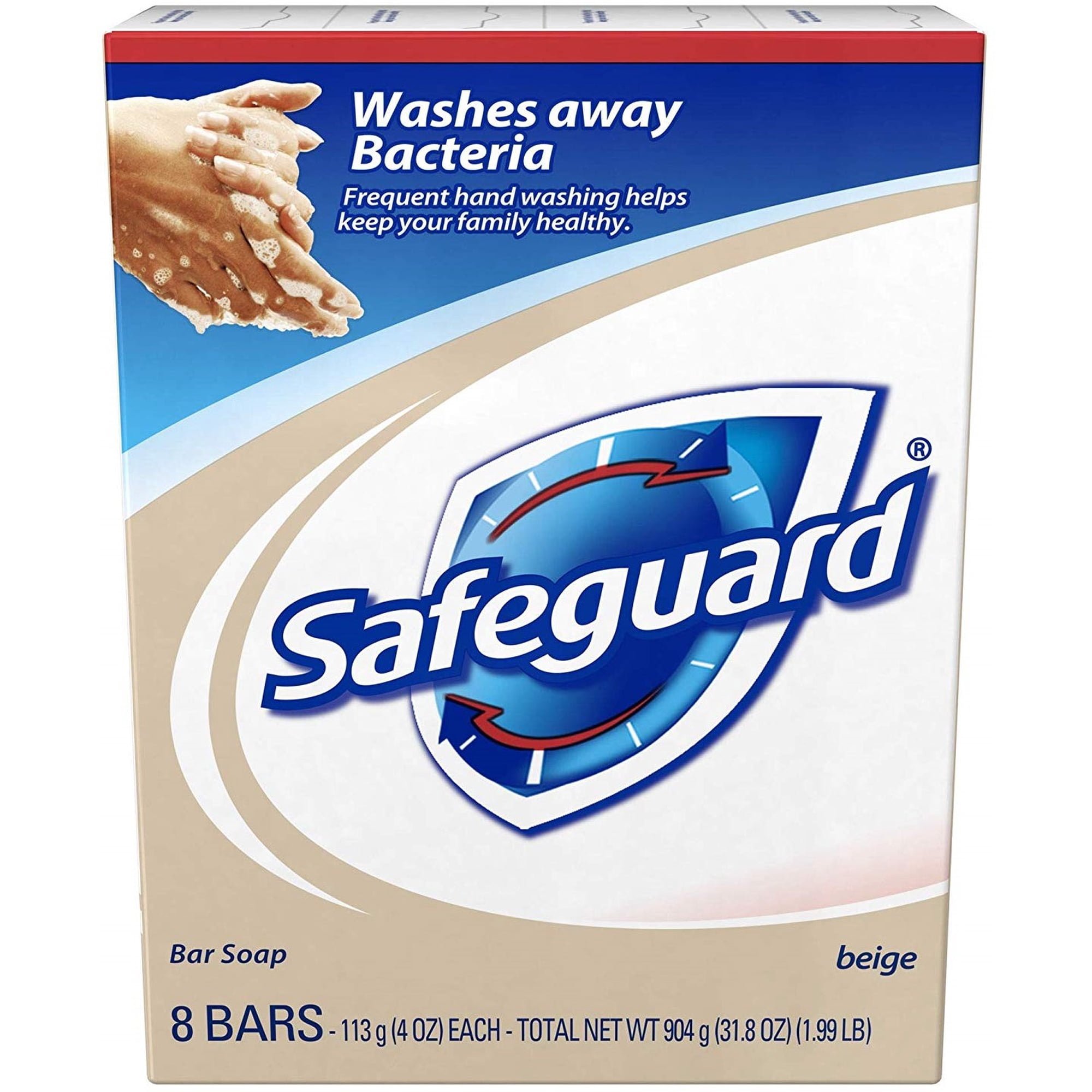 Safeguard Deodorant Bar Soap, Beige 4 oz, 8 count (Pack of 4)
