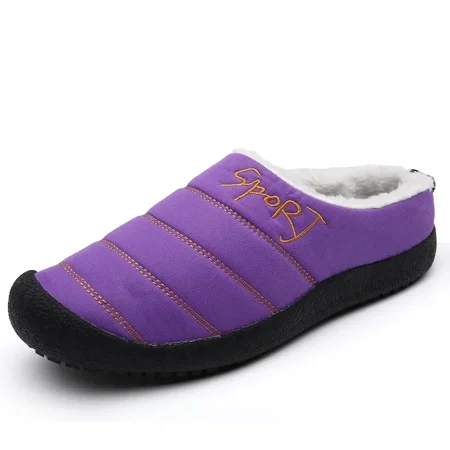 

House Casual Platform Shoes Slippers Slides for Men Comfortable Round Toe Wear-Resistant Comfortable Flexible Wild Keep Warm (Purple 37)