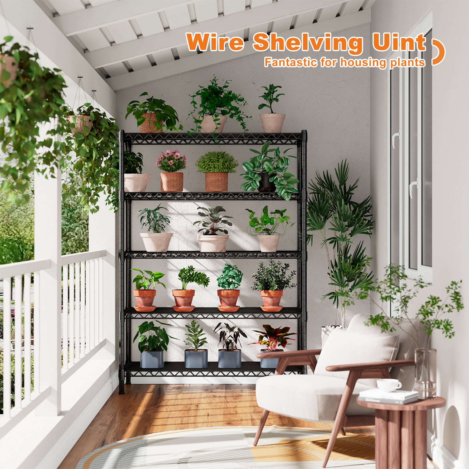 REIBII 73"H Storage Shelves 1650LBS Wire Shelving Unit with Wheels 5 Tier Heavy Duty Metal Shelves for Storage Rack,73"H x 35"W x 15"D