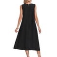thumbnail image 5 of Laqbezok Women's Sleeveless Cotton Linen Dress, Casual Round Neck Loose Fit Midi Sundress with Pockets, Boho A-Line Tank Gown, 5 of 8