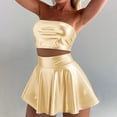 thumbnail image 1 of TaTaai Women Shiny Pleated Skirt Tube Top Two Piece Set Party Slim Fit Stylish Outfit Ladies Evening Festival Wear Lightweight Breathable Soft Comfortable Dress Set Gift, 1 of 8