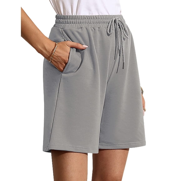 Pantalones cortos Quenteen para mujer, cintura alta, longitud activa hasta la rodilla
