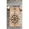 thumbnail image 3 of Ambesonne Compass Quilted Bedspread Set 2 Pcs, Sailing Theme, Twin Size, Brown Pale Brown, 3 of 3
