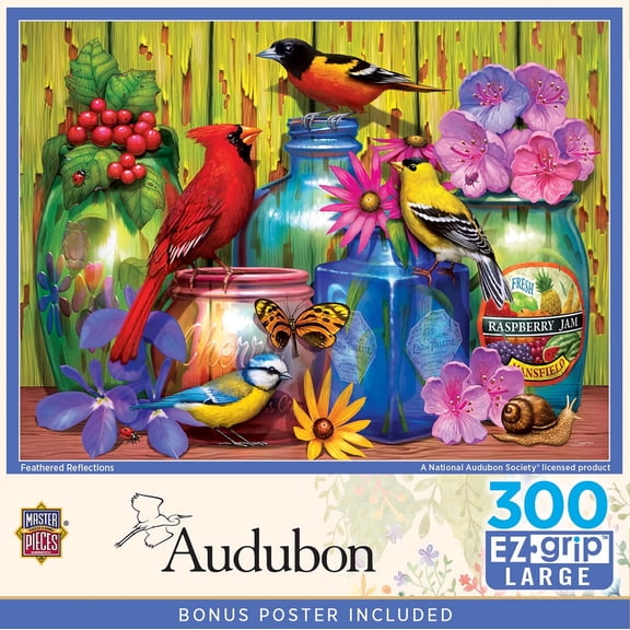 MasterPieces EZ Grip 300-Piece Jigsaw Puzzle, Feathered Reflections Puzzle for Adults, 18 x 24 Inches