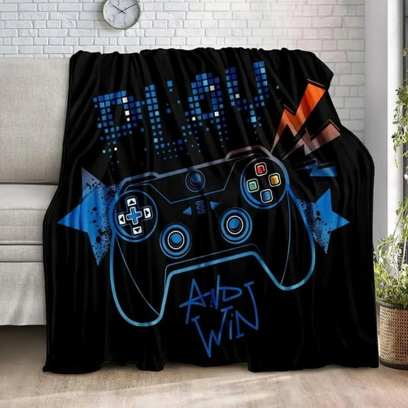 [Angel's Bazaar] [60x50inch] Soft Funny Throw Blanket Gaming Fleece Gamer Gift For Couch Sofa For For Kids Boys Teens Video Game Comfortable Warm Fluffy For Home Office School Travel