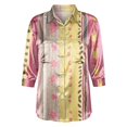 thumbnail image 6 of Endives Women's Long Sleeve Shirt Retro Floral Printed Shirt Satin Button Dwon Shirt Vacation Womens Blouse Spring Outfit Pink, 6 of 7