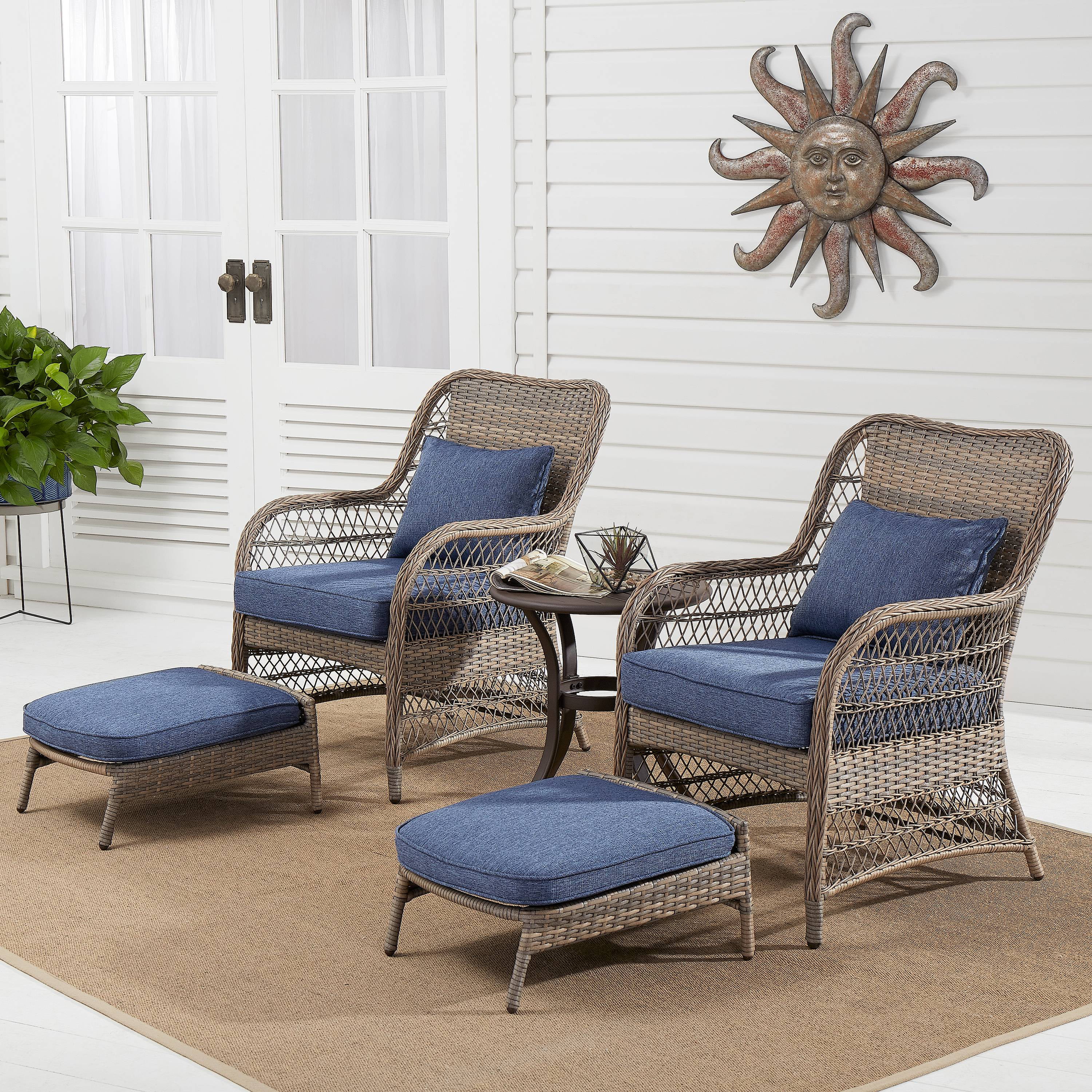Better Homes Gardens Auburn 5 Piece Wicker Patio Chat Set With
