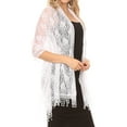 thumbnail image 2 of Sakkas Mari Women's Large Lightweight Soft Lace Scarf Wrap Shawl Floral and Fringe - White Lace - One Size, 2 of 5