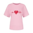 thumbnail image 3 of Neewe Women Cute Heart Graphic Crewneck Short Sleeve Regular Fit Casual Tee T-Shirts Tshirt Tops, 3 of 7