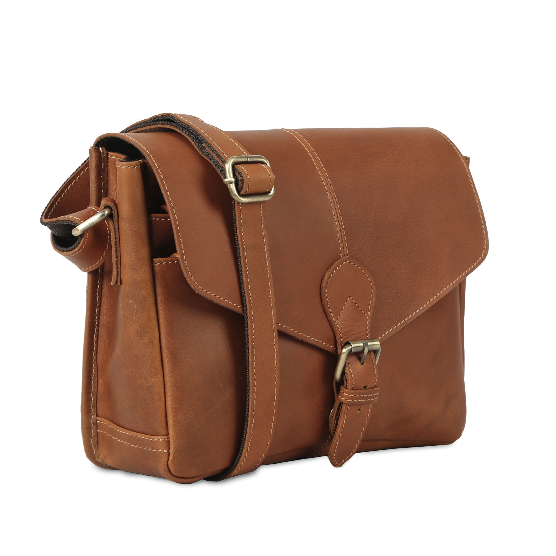Komal's Passion Leather Women's Premium Buffalo Leather Crossbody Shoulder Bag, Brown