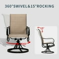 thumbnail image 4 of Set of 2 Beige Patio Swivel Chairs, All-Weather Textilene Mesh with Metal Frame, High Back Outdoor Dining Chairs for Deck and Backyard, 4 of 5