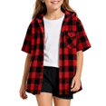 thumbnail image 3 of JAJAHO Girls Flannel Shirt Kids Plaid Hoodie Short Sleeve Button Down Shirts For 4-14 Years, 3 of 6