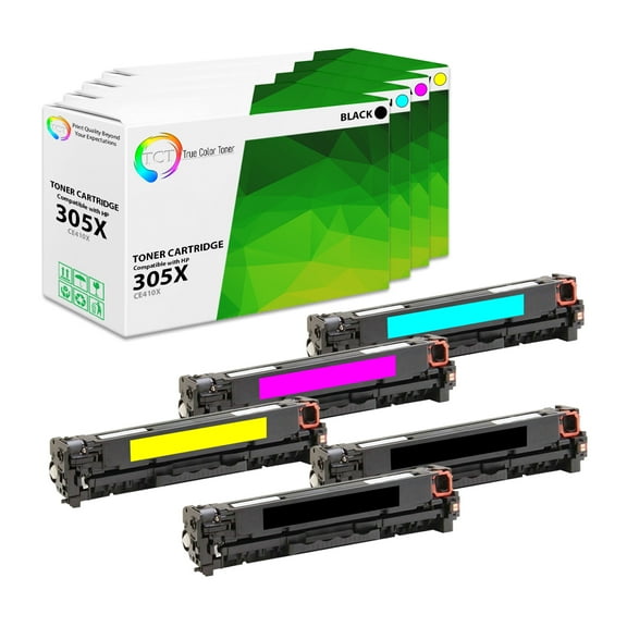 TCT 305X 305A Toner Cartridge 5 Pack - Compatible With HP 305X 305A CE410X CE411A CE412A CE413A