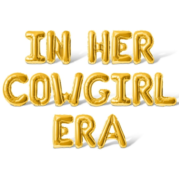 Letter Balloons - IN HER COWGIRL ERA 16" Inch Alphabet Letters Foil Mylar Balloon Bachelorette or Bridal Shower Party Banner (Gold)