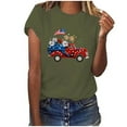 thumbnail image 2 of Fartey American Flag T Shirts for Women 4th of July Patriotic Tops Cute Independence Day Graphic Tees Dressy Casual Short Sleeve Crew Neck Festival Blouses Army Green L, 2 of 4