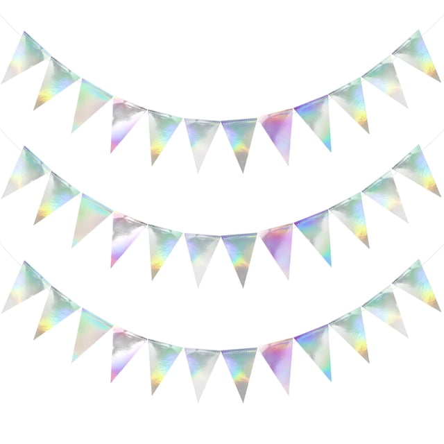 Banderines con purpurina y guirnalda para decoración de fiestas