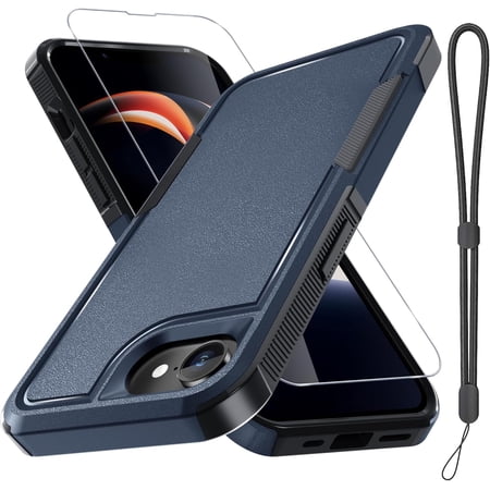 REQO for iPhone 16E Case with Screen Protector Military Grade Heavy Duty Shockproof Phone Cover with Wrist Lanyard Strap for iPhone 16E 2025 Released
