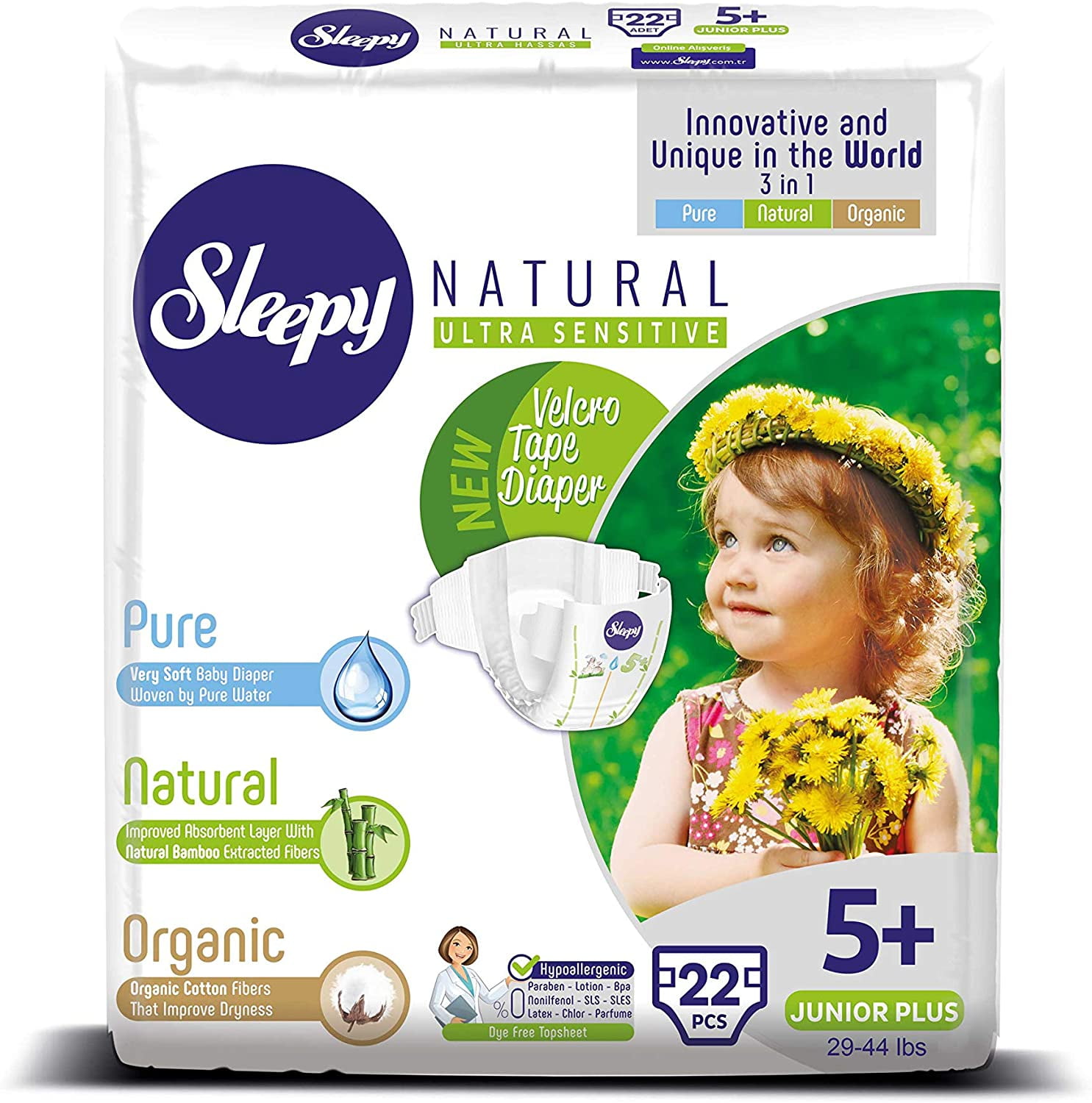 Ecological disposable diapers Love & Green Size 5 T5 BABY 12-25kg