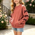 thumbnail image 6 of Jalioing Crew Neck Sweatshirt for Teen Girls Casual Fashion Long Sleeve Bowknot Pullover Tops Solid Cute Shirts 3-14 Years, 6 of 8