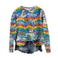 thumbnail image 2 of Suéter de cuello redondo de moda navideña para mujer, blusa holgada informal de manga larga con estampado sin capucha, blusa de poliéster para mujer, 2 of 3