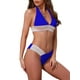 thumbnail image 4 of INSPIRAR CHIC Conjuntos de Bikini de Rayas Onduladas en Bloques de Color para Mujeres, 2 Piezas, Top Halter y Parte Inferior en Forma de V, Trajes de Baño, Azul Real Grande, 4 of 5