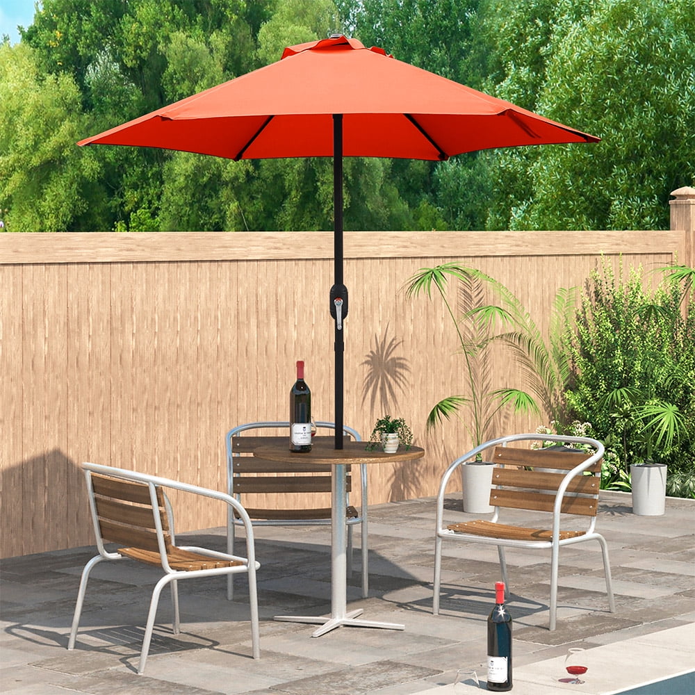 Kool 7.5ft Patio Umbrella with Crank Handle, Outdoor Market Umbrella with 6 Sturdy Umbrella Ribs Waterproof for Garden, Deck, Backyard, Pool, Orange
