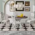 thumbnail image 1 of 5-Piece Retro Functional Dining Table Set Extendable Round Table And 4 Upholstered Chairs For Dining Room And Living Room (Brown+Antique White), 1 of 22