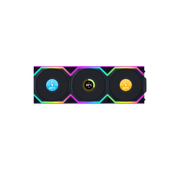 Lian Li UNI Fan SL-LCD Wireless 120 Triple Pack Performance ARGB Fan Black 12SLLCD1W3B