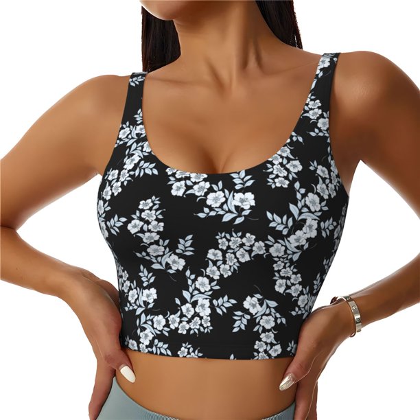 Balery Flower Sujetadores deportivos con espalda cruzada para mujer, acolchados, sin costuras, de alto impacto, ideales para yoga, gimnasio, entrenamiento y fitness.-X-Large