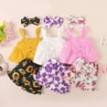 thumbnail image 6 of Xyant Toddler Baby Girl Clothes Summer Outfits Ruffle Sleeveless Linen Tank Top Flower Shorts Headband 3 Pcs Set (Pink,6-9 Months), 6 of 6