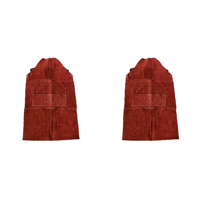 2X Leather Welding Apron - Heat & Flame-Resistant Heavy Duty Work Forge Apron with 6 Pockets, 42Inch