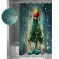 thumbnail image 4 of Coastal Christmas Waterproof Fabric Shower Curtain, Xmas Pine Tree Ocean Beach Green Shower Curtain for Bathroom Curtains Bathtubs Hotel Washable Shower Curtains with 12 Hooks Standard 60x72, 4 of 6
