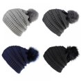thumbnail image 4 of ZOELNIC Womens Winter Knitted Beanie Hat with Faux Fur Pom Warm Knit Skull Cap Beanie for Women, Gray, 4 of 5
