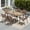 Brown chair, variant on STARY 7 Pieces Outdoor Dining Set with 1.57" Umbrella Hole, Patio Stackable Dining Textilene Chairs and 60"x35" Iron Rectangle Table for 6 People, Garden