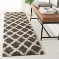 thumbnail image 3 of SAFAVIEH Layla Geometric Plush Shag Area Rug, Dark Grey/Ivory, 6' x 6' Round, 3 of 9