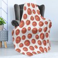 thumbnail image 4 of Basketball Soft Flannel Fleece Throw Blanket, Realistic Style Balls Pattern on White Classical Sports Themed, Cozy Plush for Indoor and Outdoor Use, 50" x 70", Pale Cinnamon White, by Ambesonne, 4 of 5