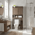thumbnail image 3 of Aiho 70.3" Tall Freestanding Over Toilet Storage Cabinet Dark Brown, Adjustable Shelves & Side Hooks Bathroom Laundry Space Saver, 3 of 9