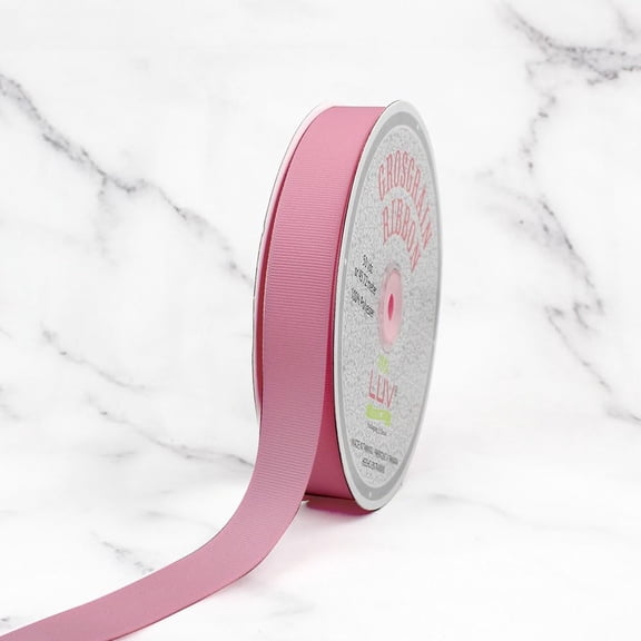 Creative Ideas Solid Grosgrain Ribbon, Rosy Mauve, 7/8" x 50 Yards