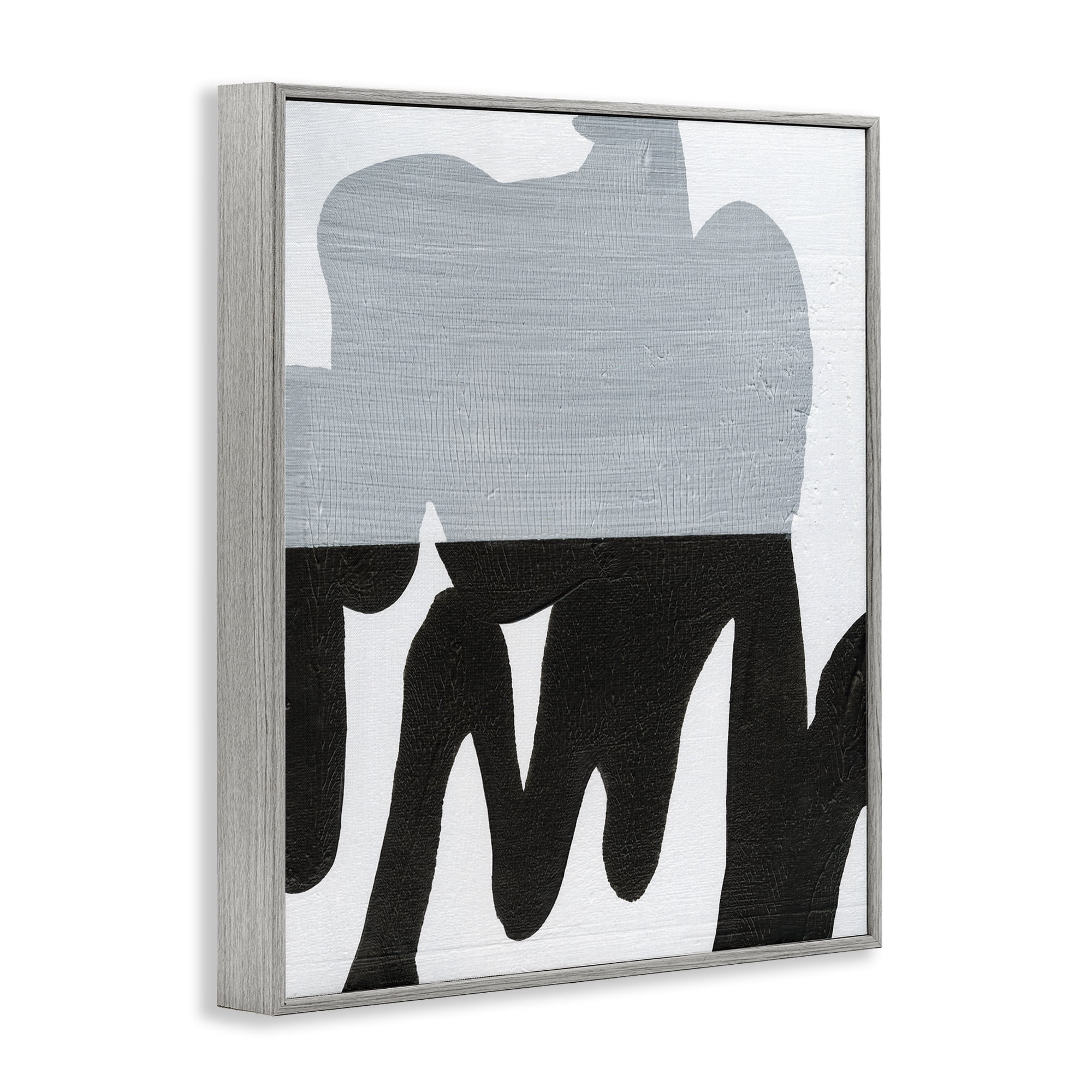 Stupell Industries Opaque Black & Grey Form Abstract Painting Gray Framed Art Print Wall Art, 16 x 20